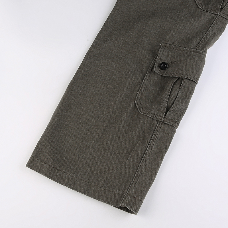 Women's retro pocket overalls low waist selling women's jeans slim street pants._voghion.com
