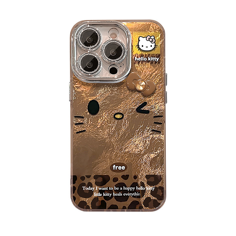 适用苹果16promax手机壳iphone13豹纹kt猫蝴蝶结挂绳15复古14卡通|undefined