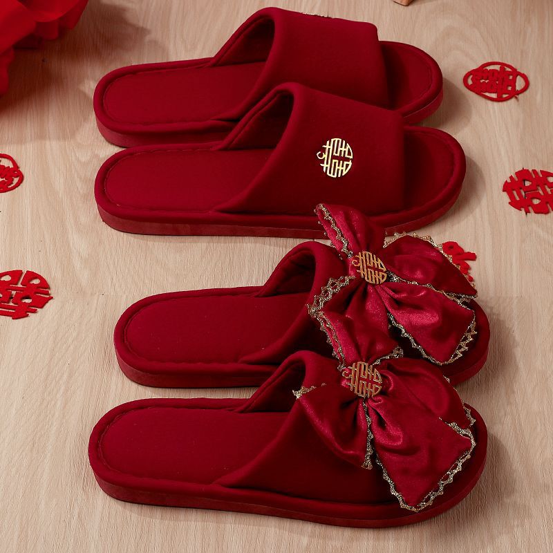 Wedding Slippers, Red Festive Slippers, Lightweight and Fashionable, a Pair of Home Slippers for the Bride and Groom, a Must-Have for Weddings