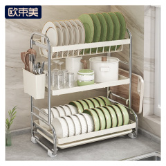 厨房沥水碗架家用台面不锈钢碗碟收纳架沥水篮餐具多功能置物架