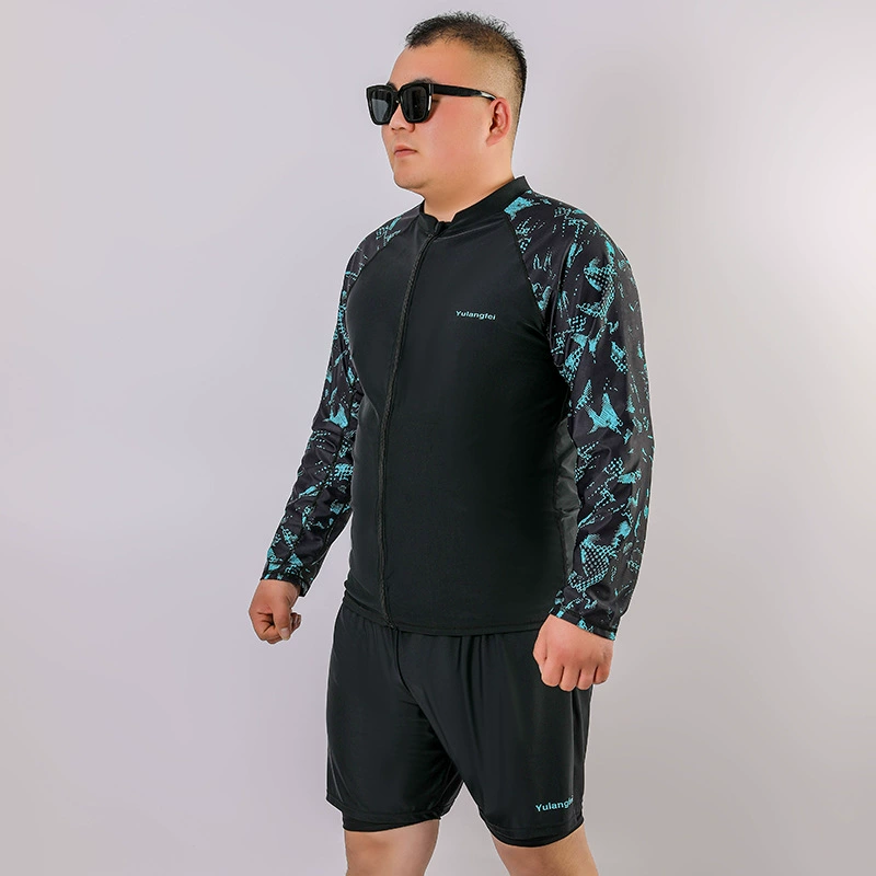 Split long-sleeve, men's big swimwear, sun protection