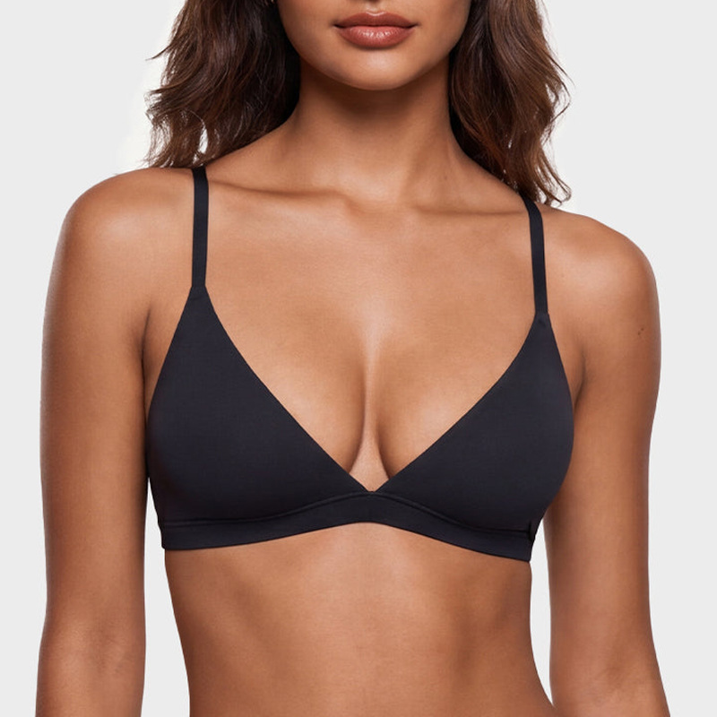 Ski Kardashian-Style Triangle Cup Bra, Comfortable and Soft, Stretchy Thin Cup, Versatile Tank Top Underwear Bra