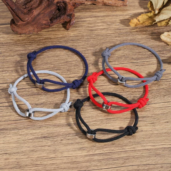 Cross-Border New Product: Punk-Style Red String Long-Lasting Love Couple Bracelet, Personalized Design, Hand-Woven Adjustable Bracelet
