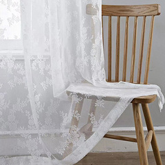 Korean-style white wavy lace curtain for living room, bedroom, balcony, light-blocking window curtain, partition curtain, finished product, cross-border dropshipping