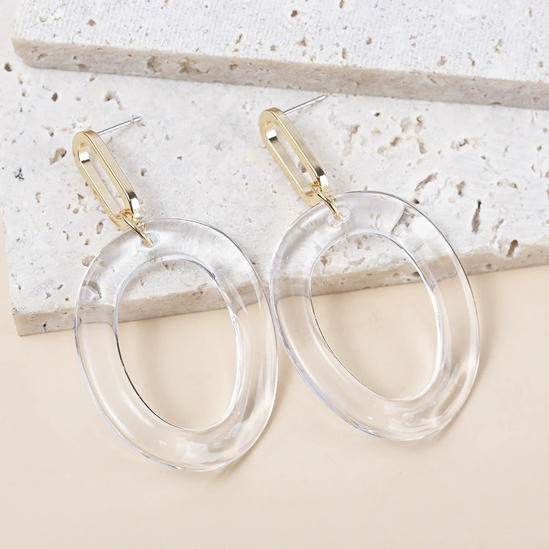 Fashionable transparent sophisticated earrings, European style, Birthday gift