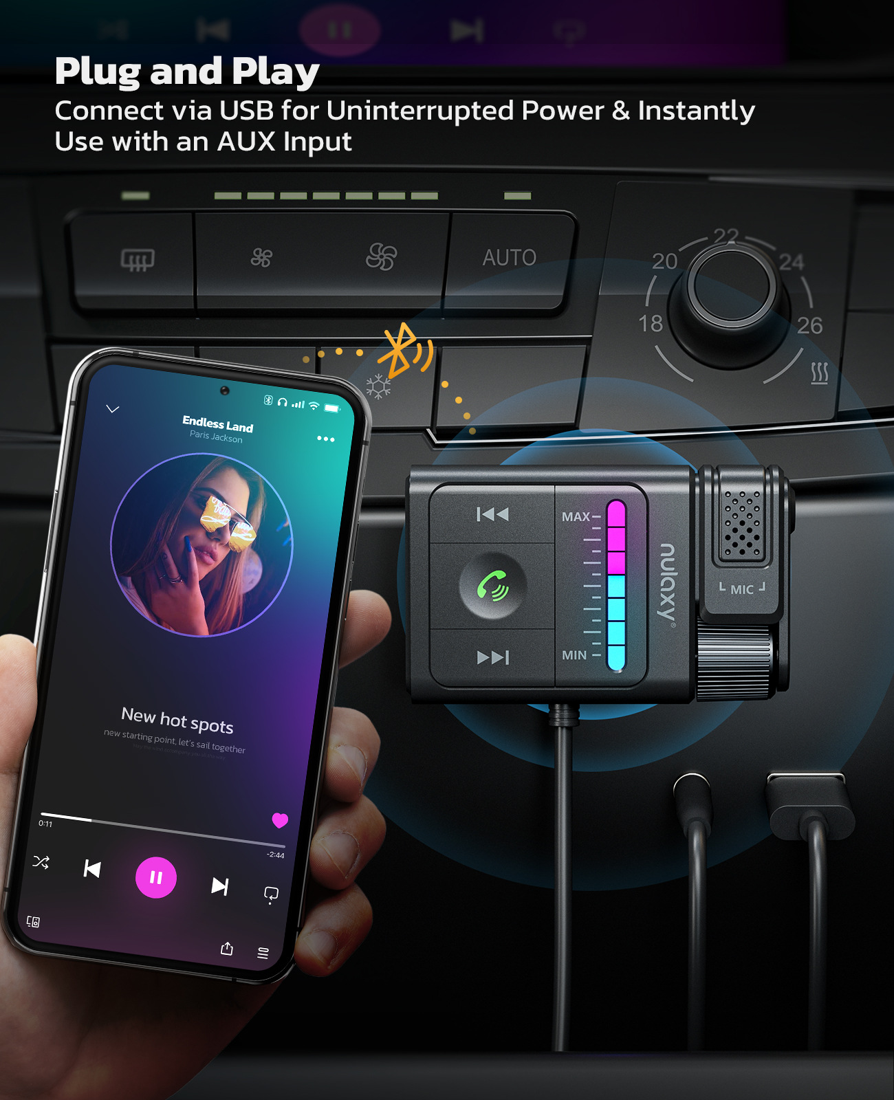 Amazon's New Bt64 Car Cross-Border Player Bluetooth Fm Transmitter Charging Hands-Free Calling Car Mp3