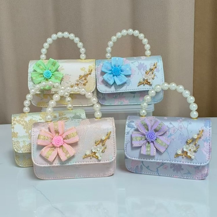 Bolsos infantiles de alto nivel, exquisitos antiguos, bolsos de cambio de niña, bolsos de mano de perlas de princesa, bolsos de almacenamiento
