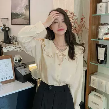 2023 Autumn New Korean Version Loose fitting French niche design, niche doll collar shirt top, versatile for women - ShopShipShake