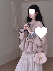 粉色两面穿立领花苞短款外套女早秋季韩系穿搭绝美漂亮设计感上衣