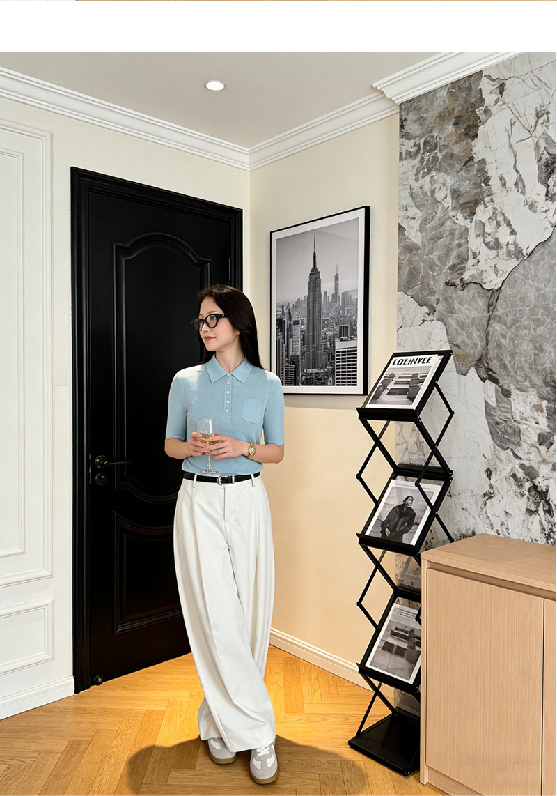 Quần ống rộng cạp cao dáng suông chất liệu cotton mềm mại — đen chi tiết 14
