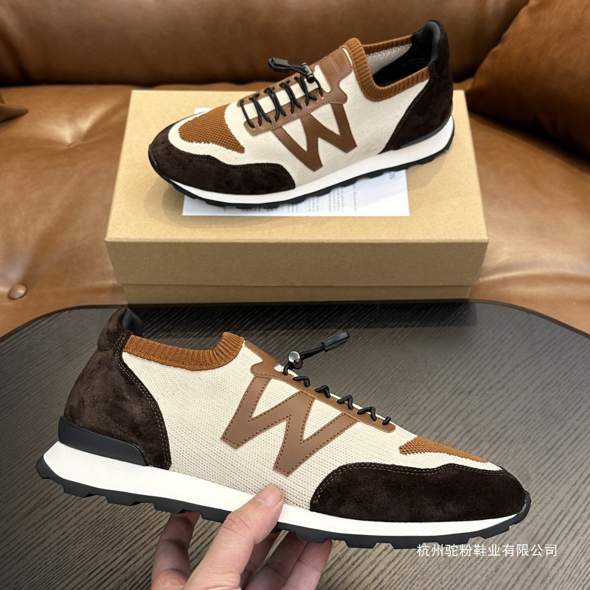 跨境2024新款高端W家男士休闲运动鞋飞织男鞋夏季透气舒适潮男鞋