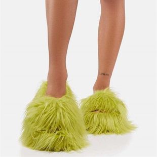 Foreign trade cross-border new home slippers imitation wool Mongolian wool long hair Millennium hot girl imitation fur Y2K wool slippers