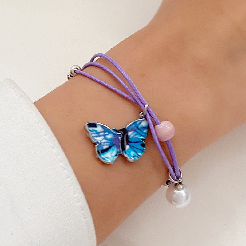 Retro Butterfly Alloy rope Inlay Artificial Pearls Womenu0027S Bracelets