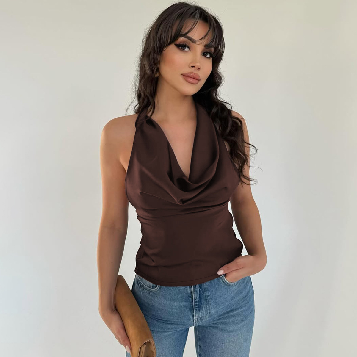 Summer Fashion Backless Solid Color Women's Top Slim Tie Strapless Trendy American Style Hot Girl Sexy Clothing_ecoleips.com