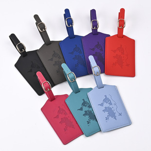 2024 Cross-Border Pu Embossed Map Multifunctional Luggage Tag Boarding Pass Travel Identification Tag in Stock Manufacturer Suitcase