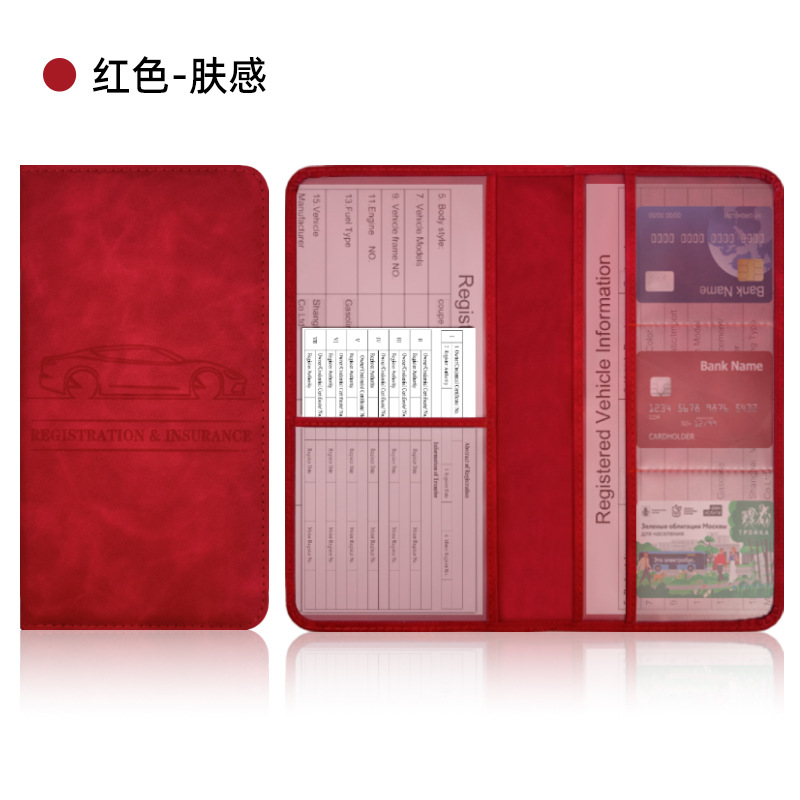 Transfronterizo temu licencia de conducir americana pu funda de cuero carpeta de registro de automóviles funda de archivo de información de seguro