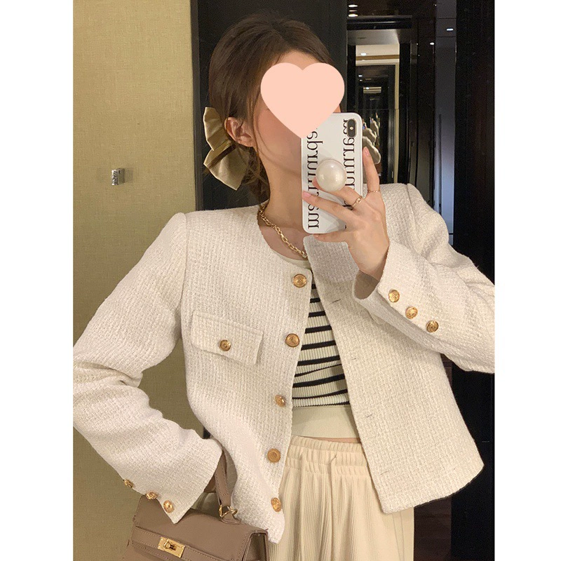 Куртка длинный рукав, стиль Chanel, осень, корейский стиль, высококачественный стиль