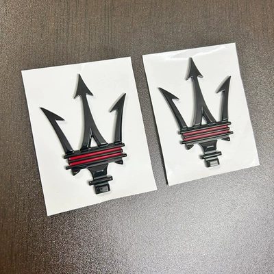 Car logo, New Maserati Car Logo - a-pair-of-side-markings-on-the-rear-window-bright-black-red-line