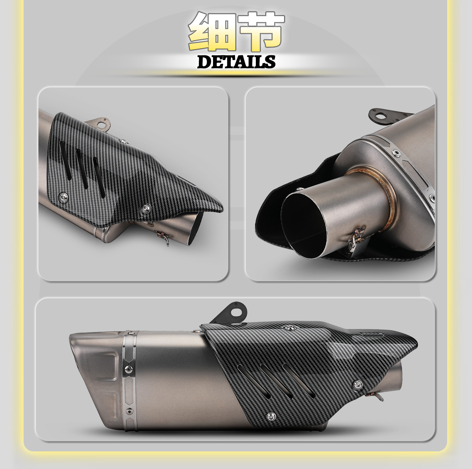Zhang Xue 500Rr Motorcycle Modified Exhaust Pipe with Triangular Belt, Imitation Scorpion Logo, Stainless Steel Tail Section, Non-Destructive Installation