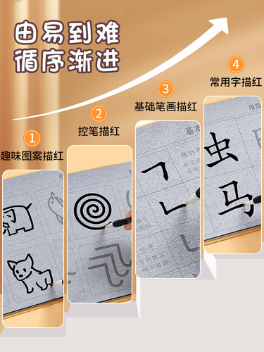 Toddlers and children control pen fun water writing cloth soft pen beginner's entry set tracing red imitation Xuanwan times water writing book