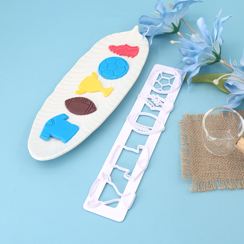 Molde de corte con diseño de fútbol para la Copa Mundial, herramienta de simulación para hornear bollos al vapor con patrones de comida