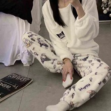 量大价优优质爆款跑量加厚法兰绒库洛米冬季套头加厚睡衣女套装
