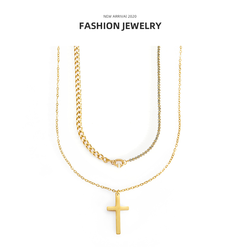 Personalized Cross Pendant Clavicle Chain Titanium Steel Necklace display picture 3