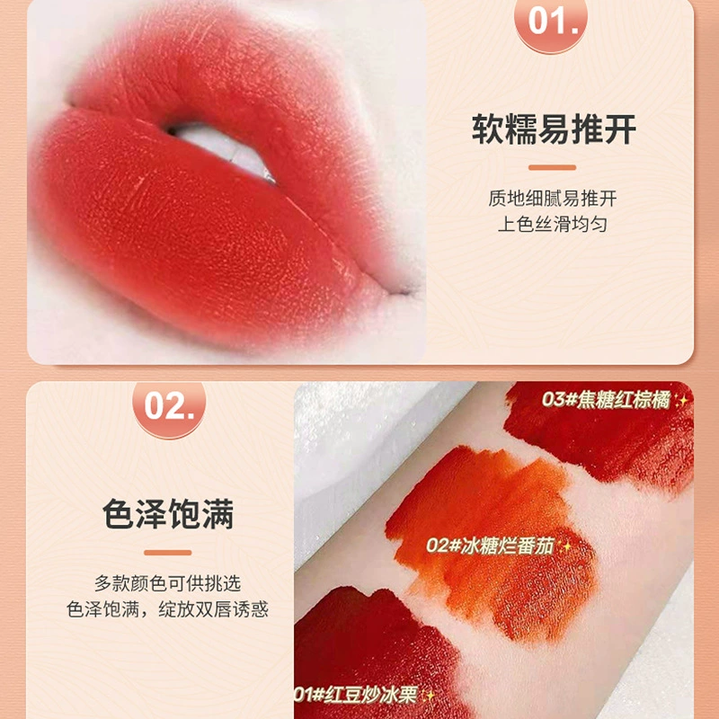 Lipstick, matte lip balm, vitaminised lip gloss, mirror effect