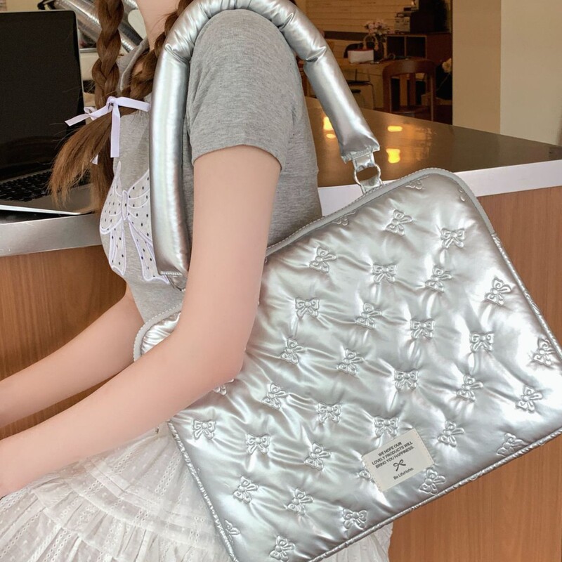 Laptop Shoulder Bag 15.6inch Ultrasonic Bow College Sweet Computer Sleeve Bag 13.3inch