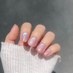 絕美貝殼紫色極光穿戴甲仙氣魔鏡粉極光幻彩電鍍預製甲片30片裸條