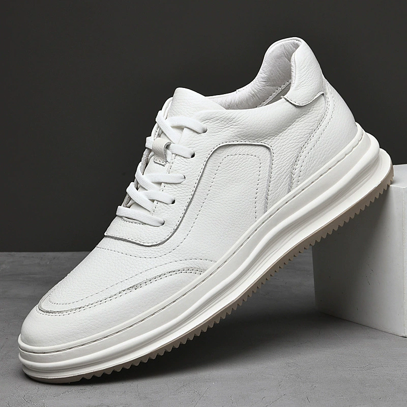 Footwear English style, leather breathable white shoes platform, trend sports shoes, sneakers, autumn, British style, cowhide