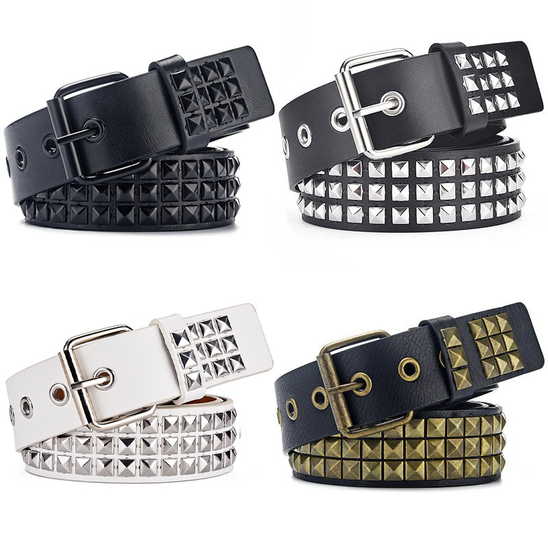 New Rivet Belt Women Heavy Metal Belt Men and Women Y2K Belt European and American Punk Rock Jeans Belt