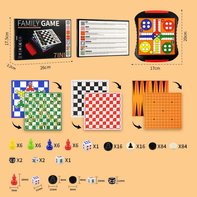Ajedrez de vuelo internacional ludo ajedrez go-go damas juego de ajedrez puzzle magnético plegable transfronterizo image 14