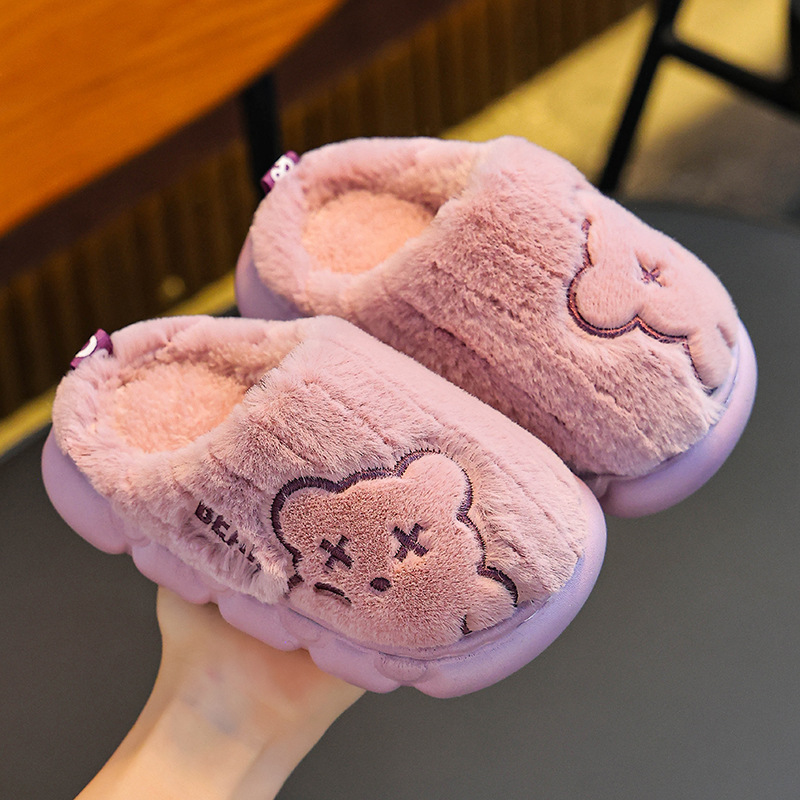 Otoño y invierno zapatillas de algodón para niños, hombres y mujeres, 2025 nuevos zapatos de algodón cálidos y de terciopelo para niños mayores y niños