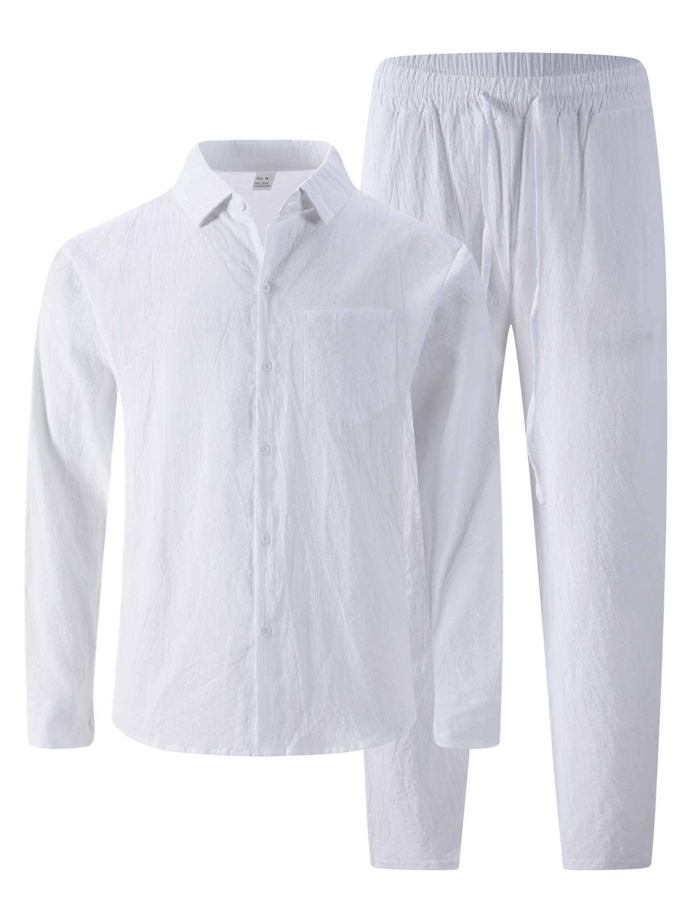 Herren Leinen Set Mit Hemd Und Hose Für Strand Und Freizeit_voghion.com