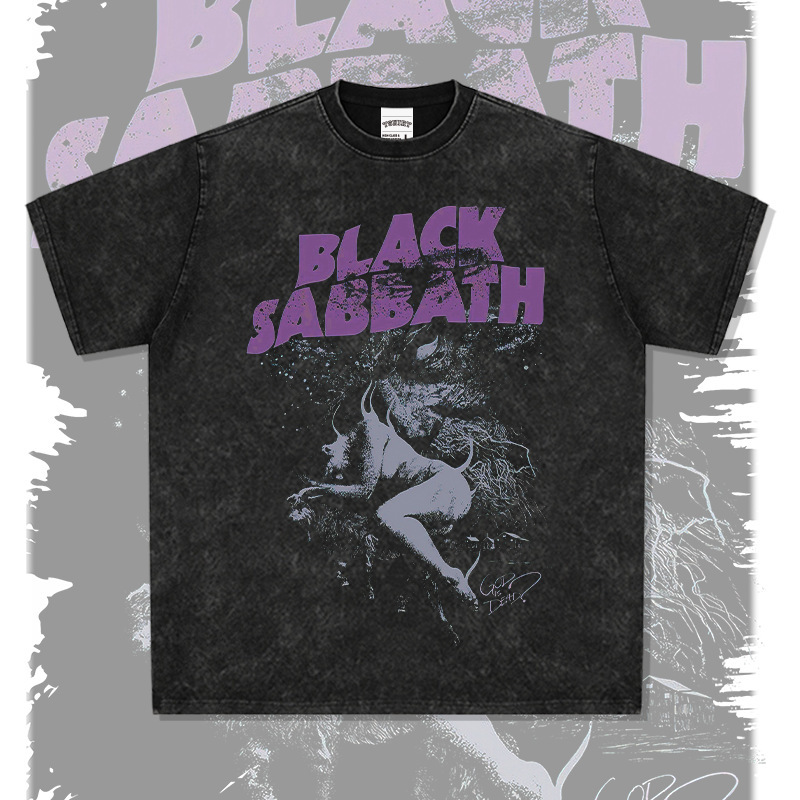 American Print Short Sleeve T-Shirt Crewneck Band BLACK SABBATH Black Sabbath Crewneck Hoodie