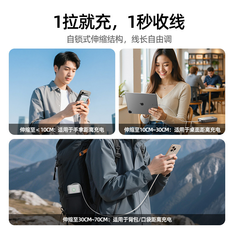移動速度 20000 mAh 65 ワット伸縮コードパワーバンク窒化ガリウムノートブック AC 壁プラグモバイル電源ギフト|undefined