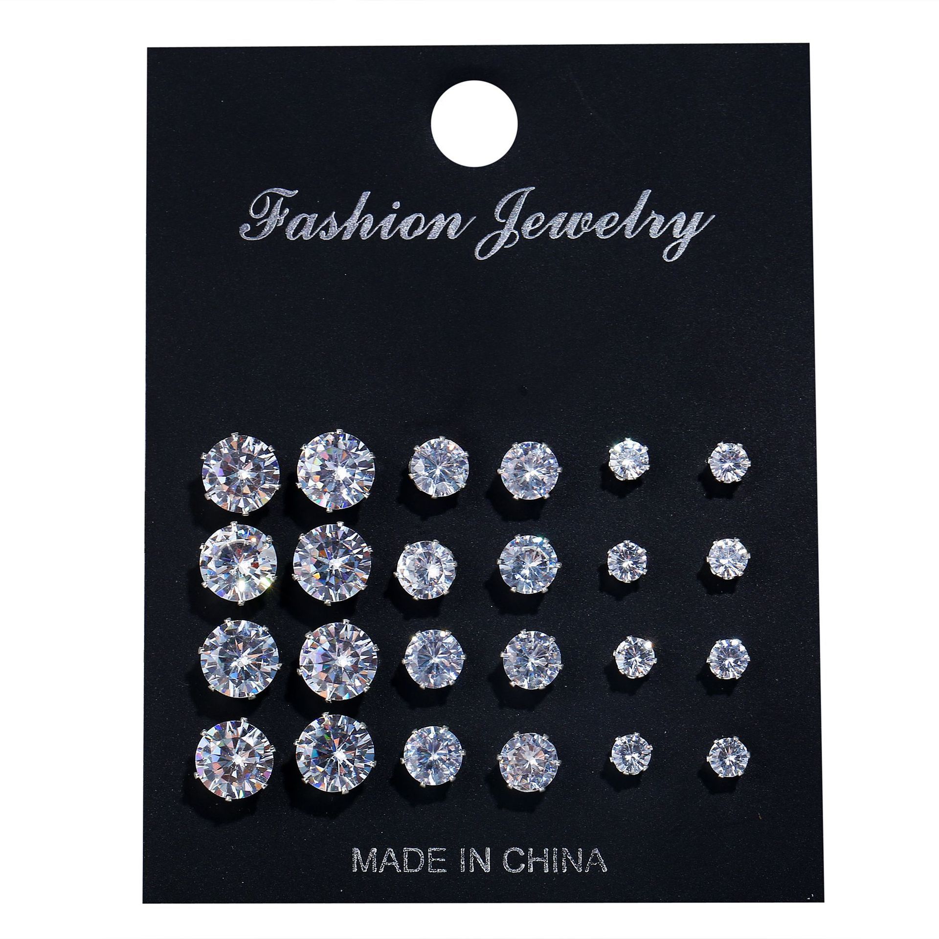 35g Weight Simple Style Square Metal Plating Metal Zircon Ear Studs 1 Set