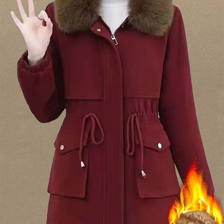 Parker Mid-Length Cotton Jacket Winter New Women's Loose Fleece-Lined Cotton Coat Cashmere down Cotton Thickeneded Jacket