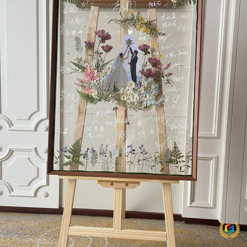 ⇕ Double-Sided Transparent Photo Frame Wedding Sign-In DIY Embossed Double-Sided Transparent Display Welcome Sign Handwritten Wedding Sign-In