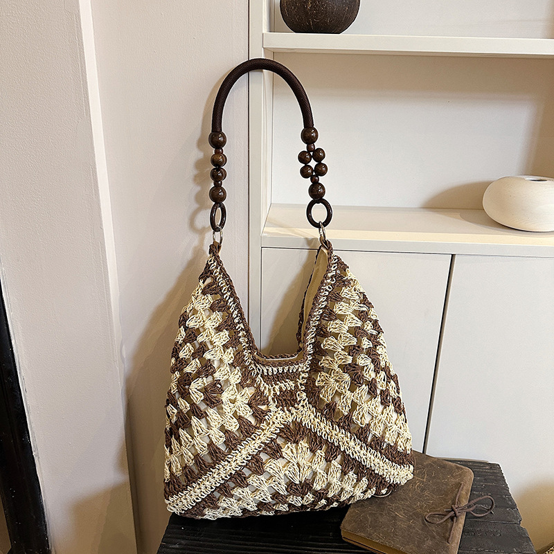 Bolsa de tejido de gran capacidad para mujeres 2026 nuevo verano de vacaciones en la playa bolsa de viaje simple bolsa de arte image 12
