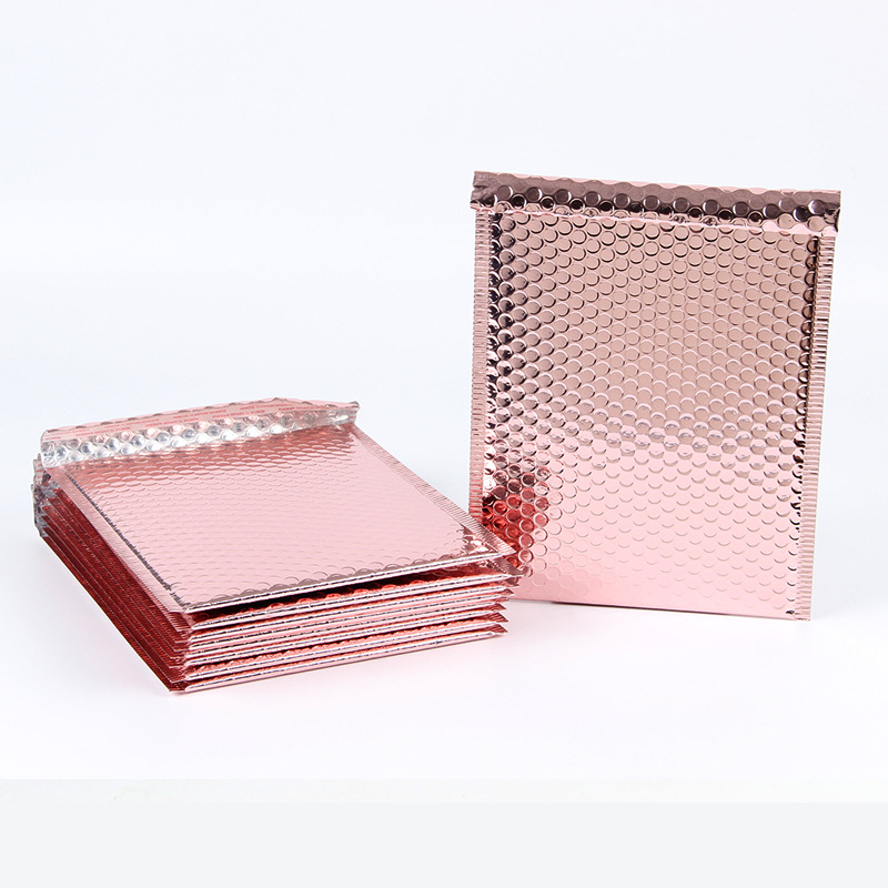 Oro Rosa aluminizado burbuja expreso sobre bolsa yiyoubao Impresión logotipo impermeable papel de aluminio película espuma bolsa a prueba de golpes