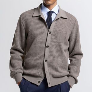 Cross-Border Men's Clothing Amazon Autumn and Winter New Men's Knitted Cardigan Lapel Single-Breasted Sweater Jacket Sy0215
