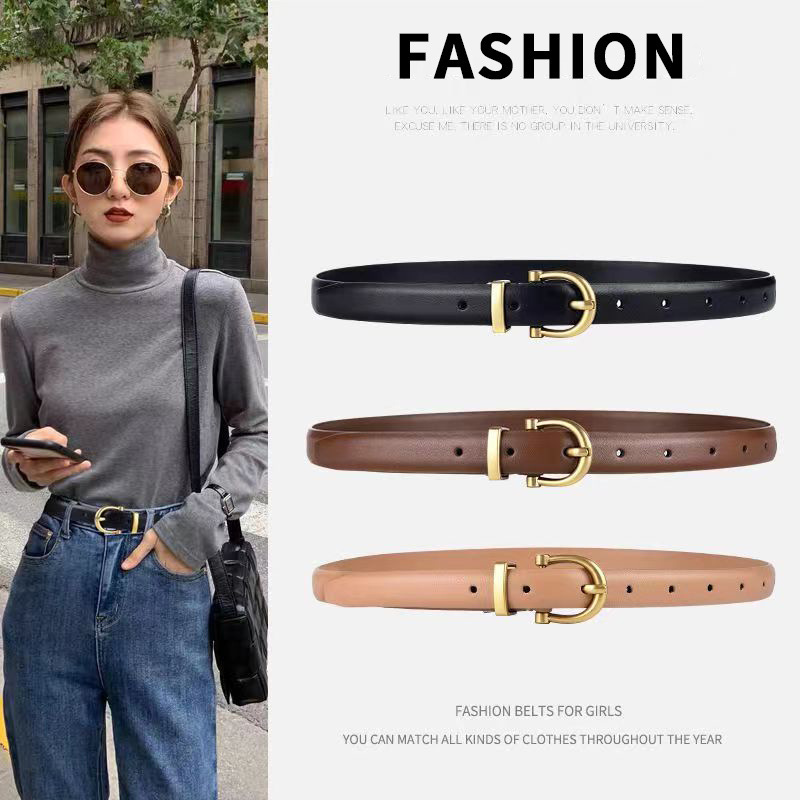 Casual Style Alloy Pin Buckle Belt Women's Fine PU Leather Elegant All-match Belt High-end All-match Simple Trouser Belt