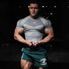 GYMSHARK メンズ タイトフィット Tシャツ スポーツ フィットネス ランニング トレーニング 速乾 半袖 スリムフィット ユース シャーク