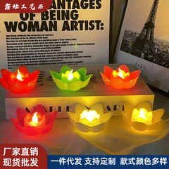 絶妙な蓮のハートランプ LED 仏ランプ耐火シミュレーション蓮電気キャンドル仏前常夜灯環境に優しい装飾装飾品