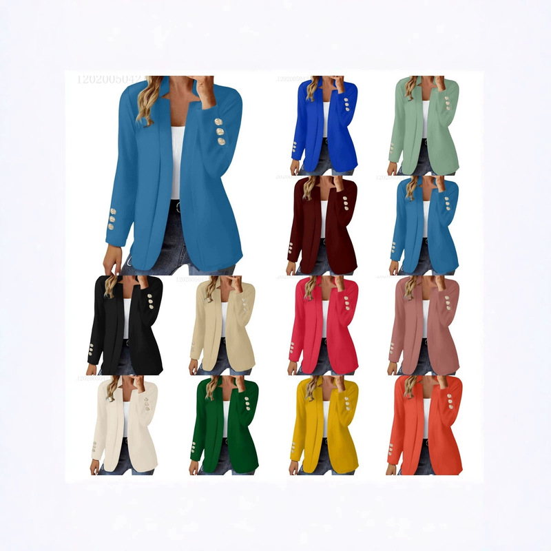 Amazon's best-selling autumn and winter cross-border blazer with long sleeves, cuff buttons, and cardigan-style jacket Amazon's best-selling autumn and winter cross-border blazer with long sleeves, cuff buttons, and cardigan-style jacket