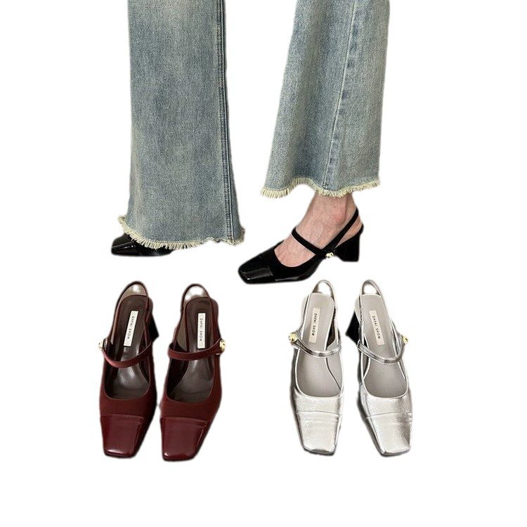 Женские туфли на каблуке-сандалии, французский стиль, мягкая подошва — летние, под юбку, 35–42