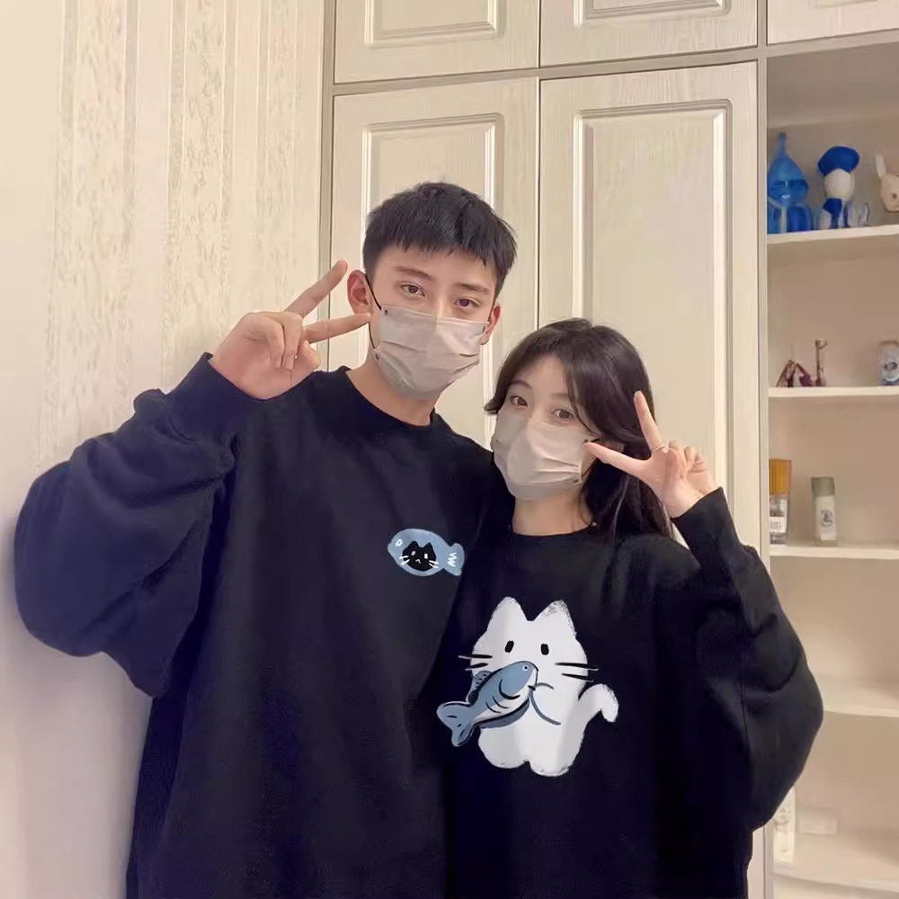 가을과 겨울 오버 사이즈 기모 라운드 넥 스웨터 남녀 최고 스페셜 커플 의류 패션 브랜드 클래스 옷 따뜻한 베이스 셔츠