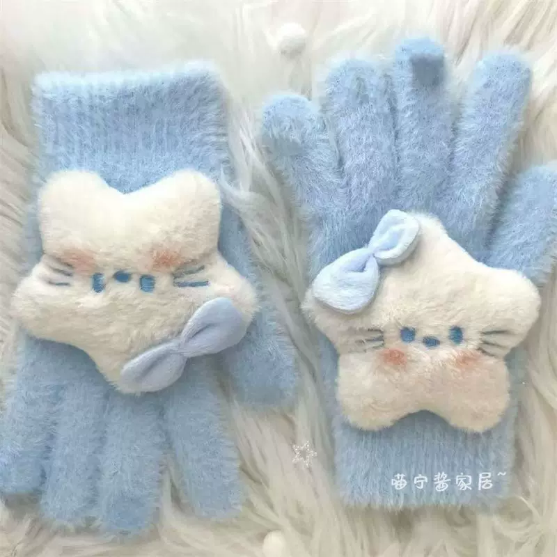 Keep warm gloves with bow